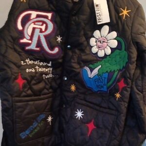 Women's Or Men's Black Quilted Embroidered Jacket